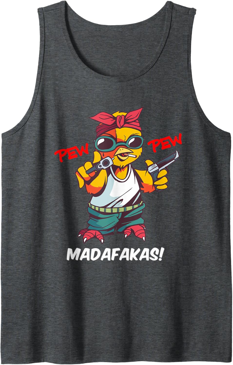 Pew Pew Madafakas Chicks Duck Chicken Chick Cartoon Gift Tank Top - Dark Heather Grey