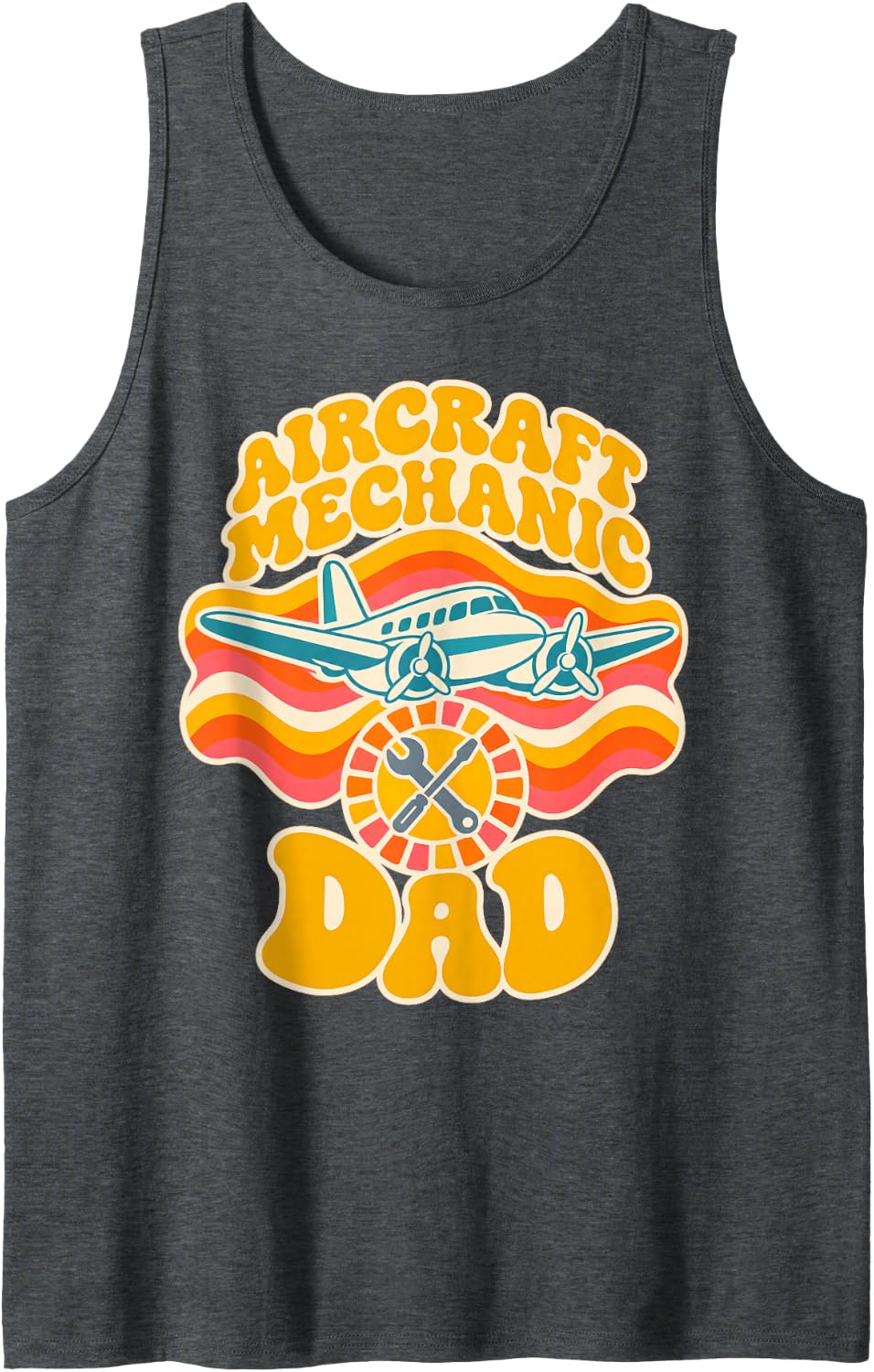 Aircraft Mechanic Dad Maintenance Plane Aircraft Technician Sleeveless Tank Top - Dark Heather Grey