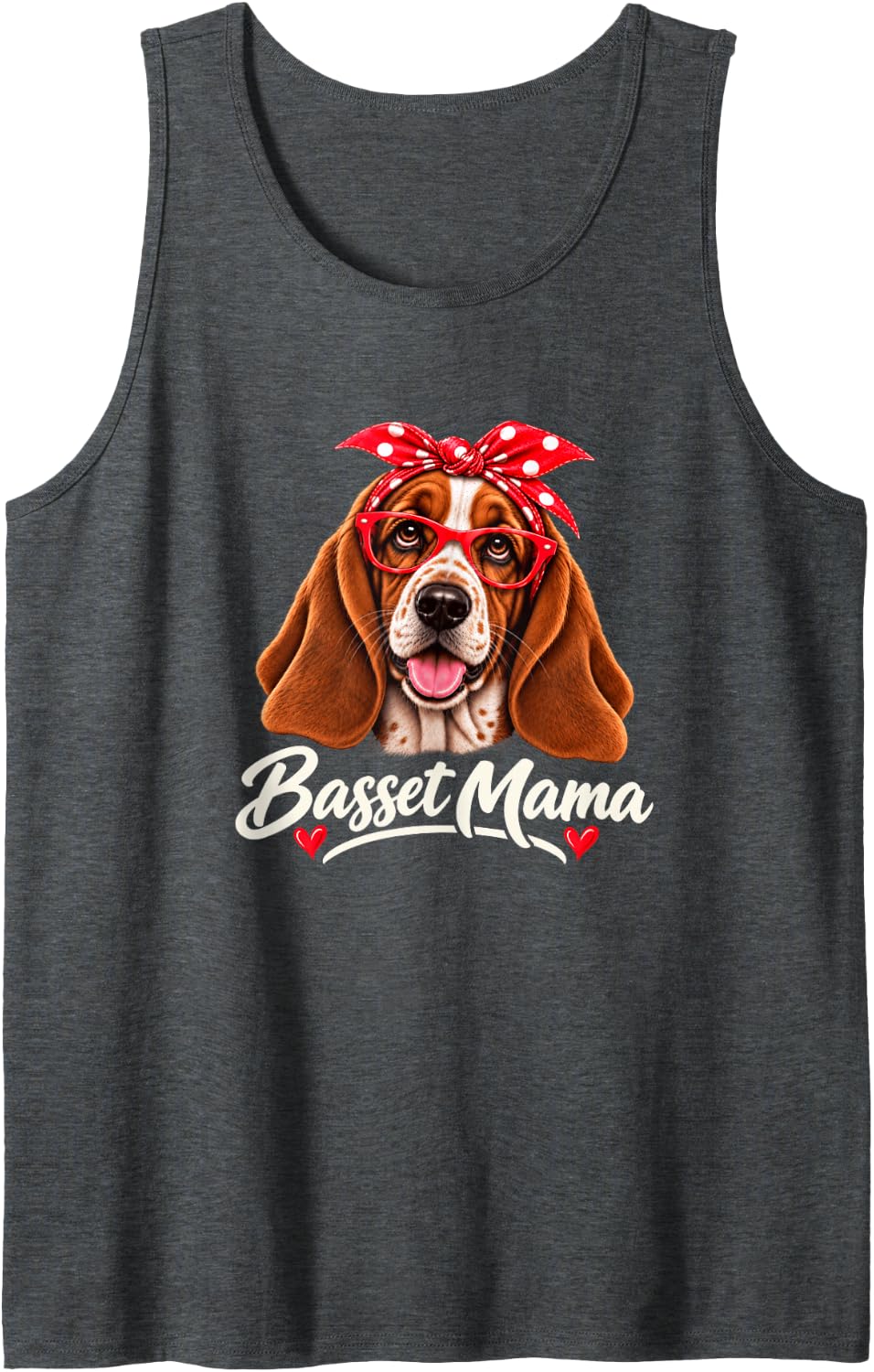 Basset Hound Mom Cute Basset Dog Mama Sleeveless Tank Top - Dark Heather Grey