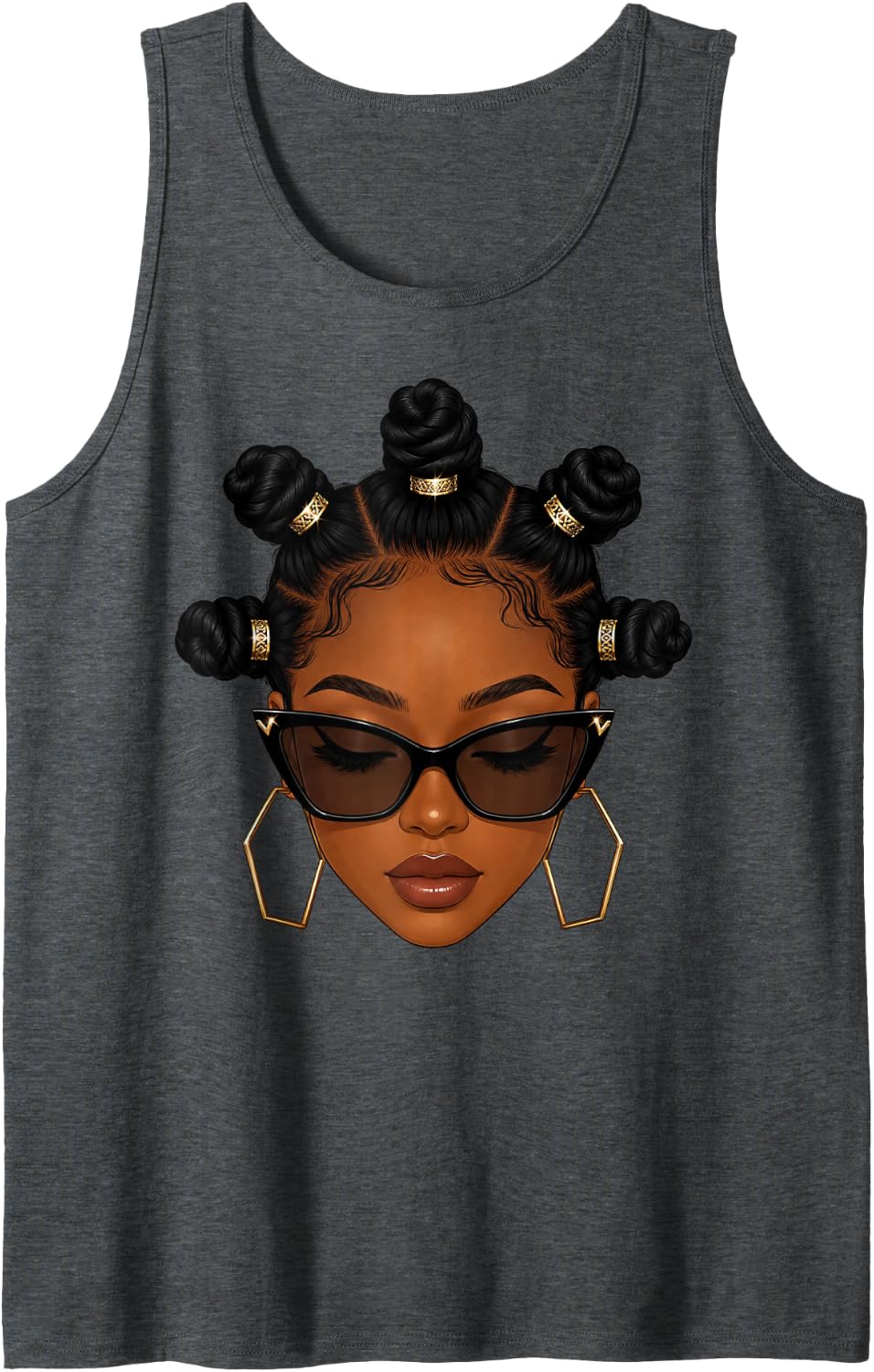 Afro Black Women Melanin Queen Black Pride African Culture Sleeveless Tank Top - Dark Heather Grey