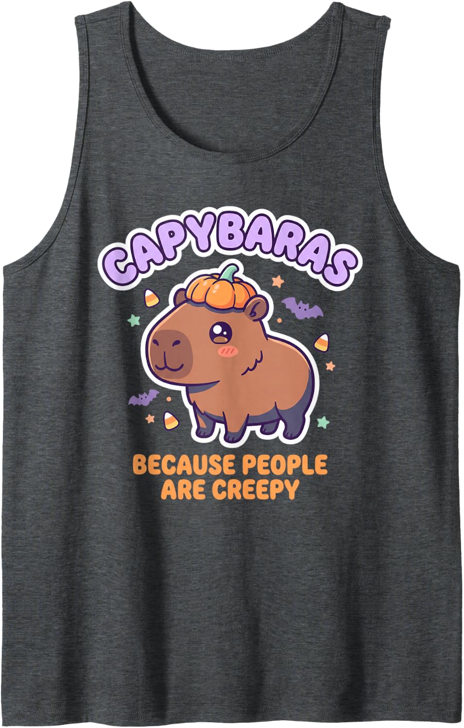 Capybaras Because People are Creepy Sleeveless Tank Top - Dark Heather Grey