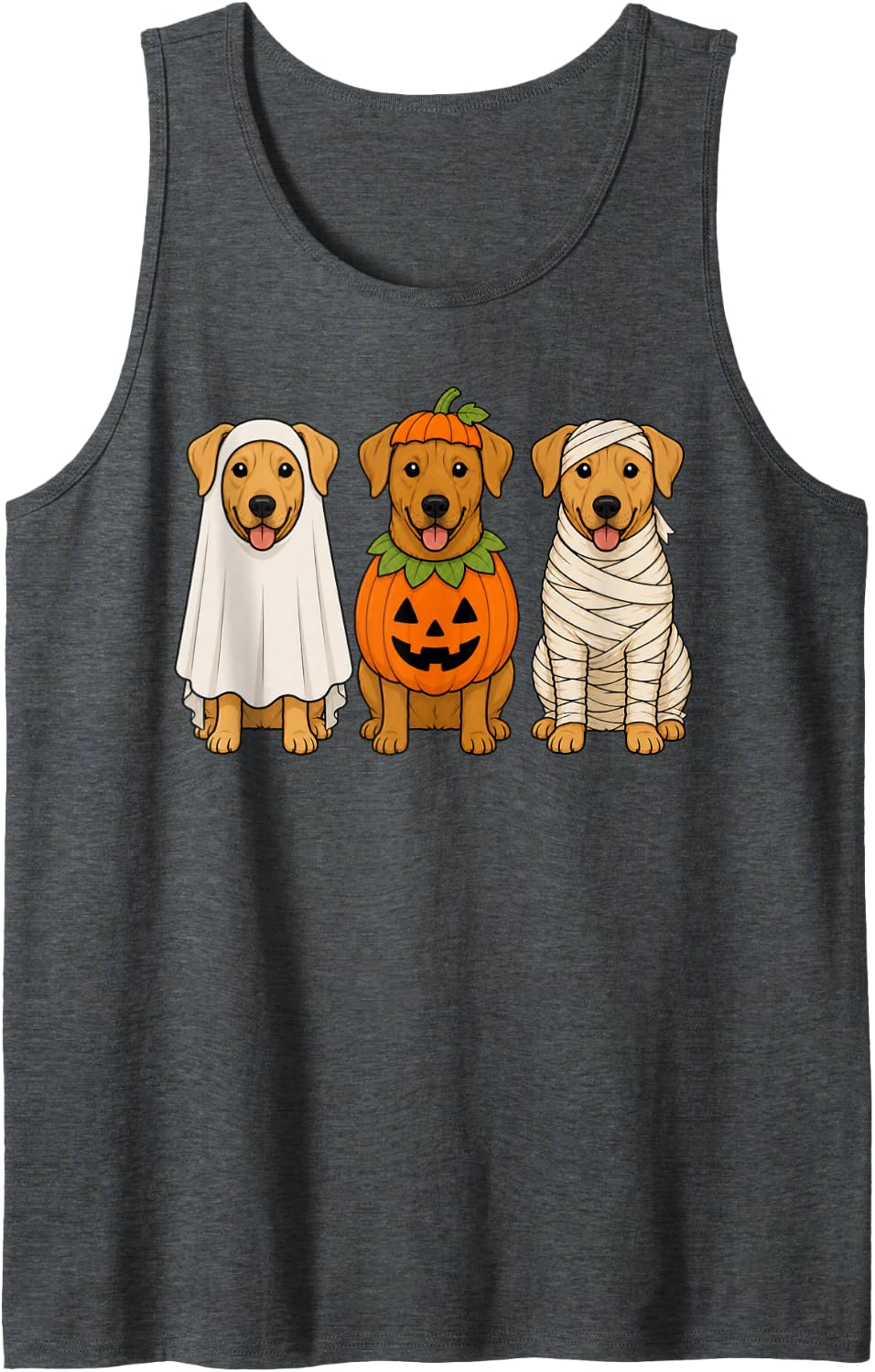Spooky Rhodesian Ridgeback Pumpkin Ghost Halloween Dog Lover Tank Top - Dark Heather Grey