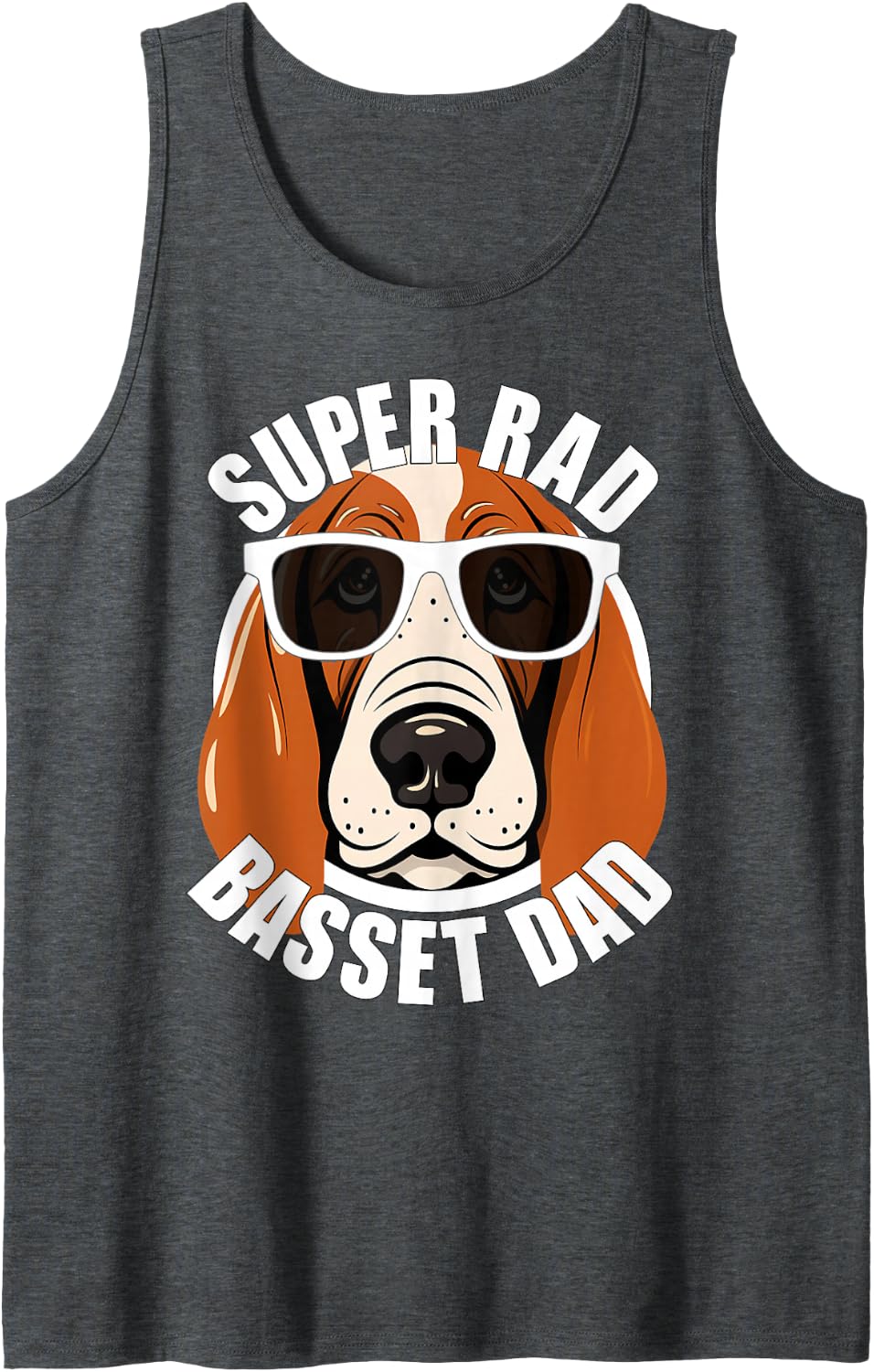 Mens Basset Hound Dad Funny Father’s Day Men’s Tank Top - Dark Heather Grey