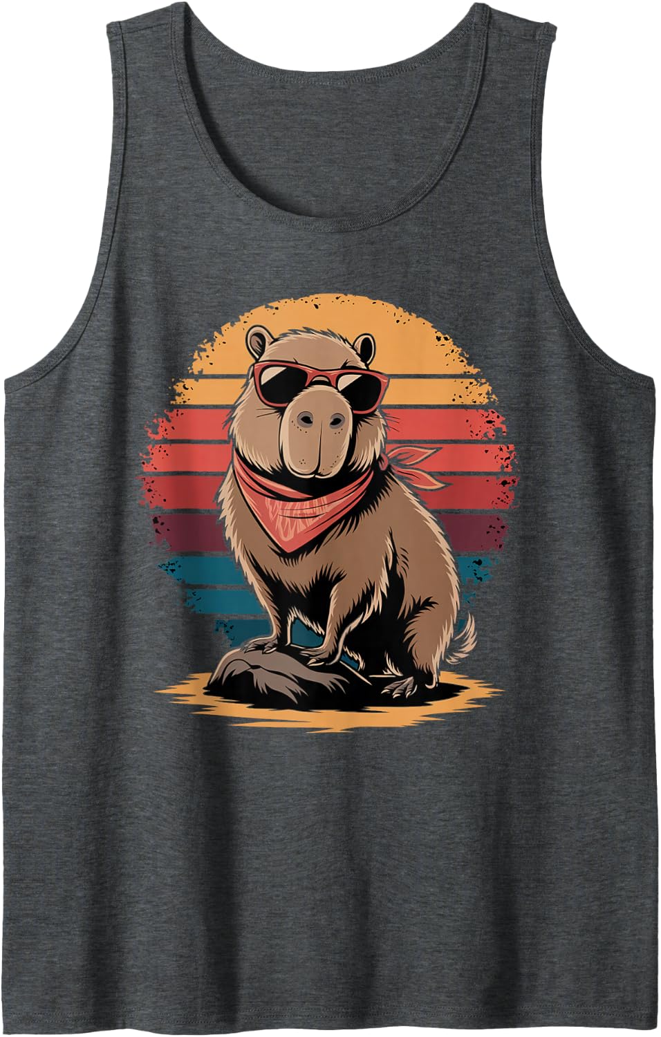 Funny Capybara Lover Be Capybara Graphic Vintage Capybara Sleeveless Tank Top - Dark Heather Grey