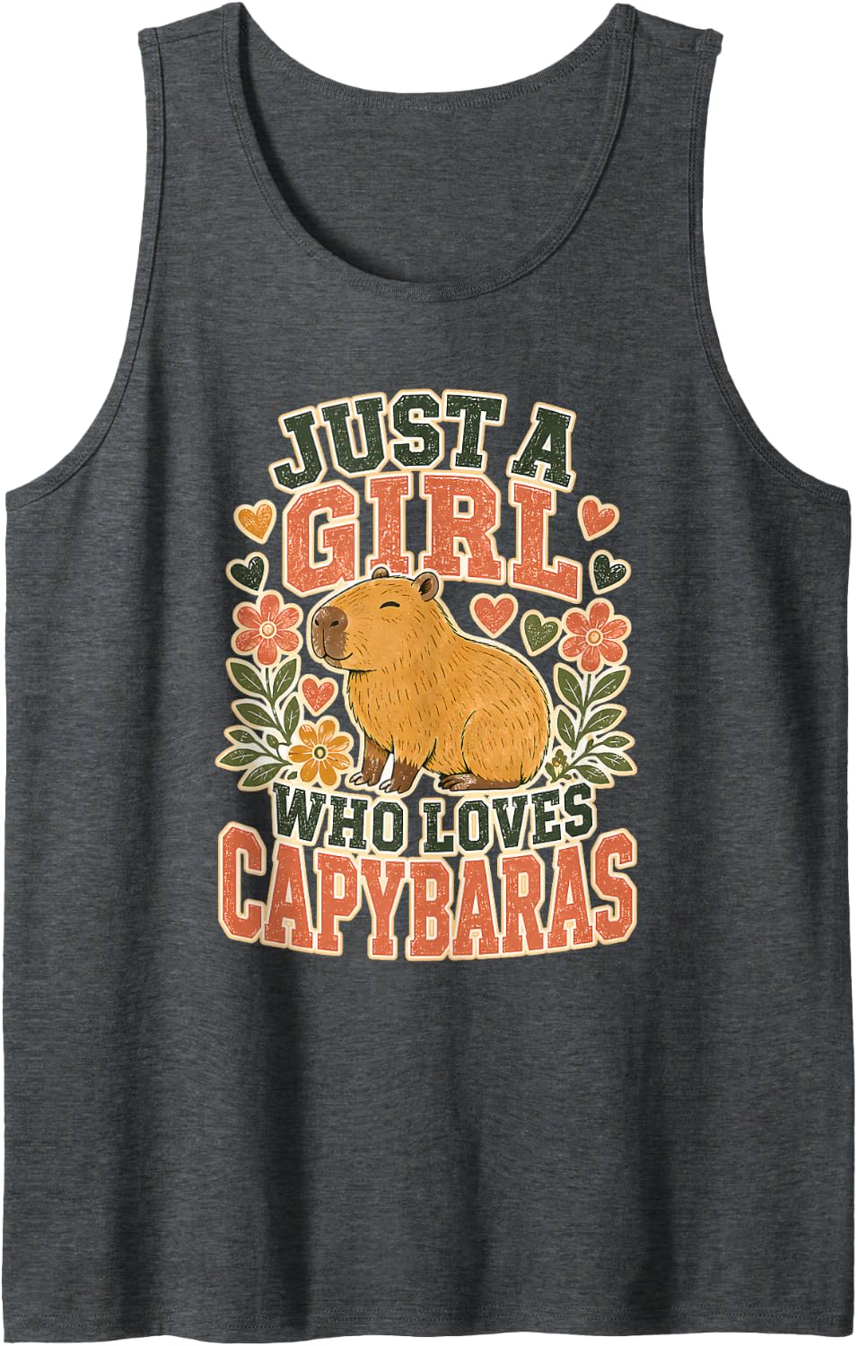 Just a Girl Who Loves Capybaras Funny Capybara Cute Capybara Sleeveless Tank Top - Dark Heather Grey