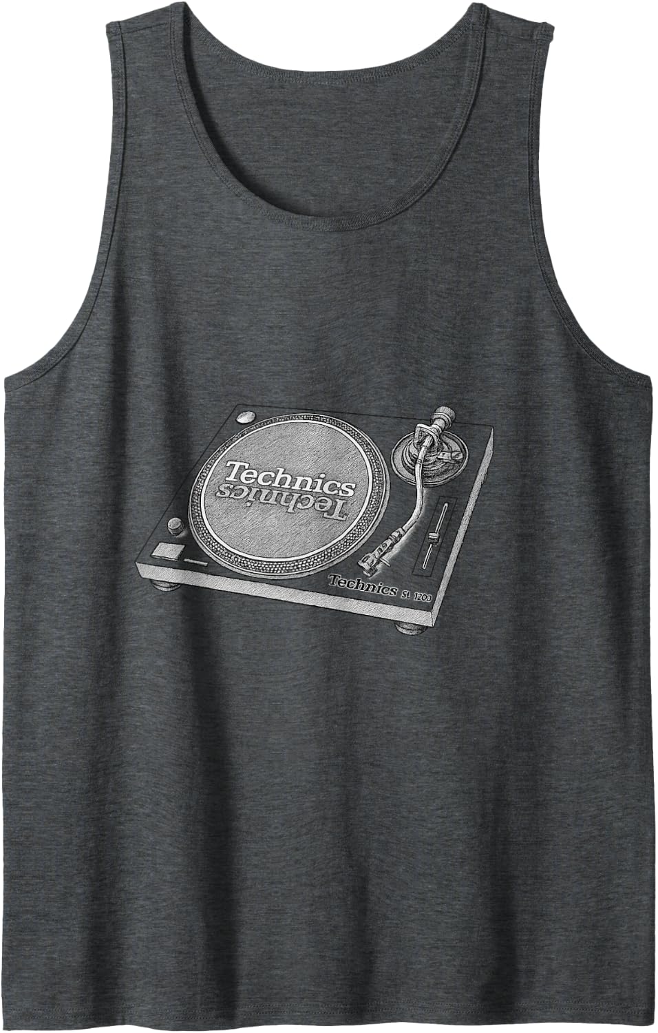 Technics SL-1200 Turntable DJ and Music Tank Top - Dark Heather Grey