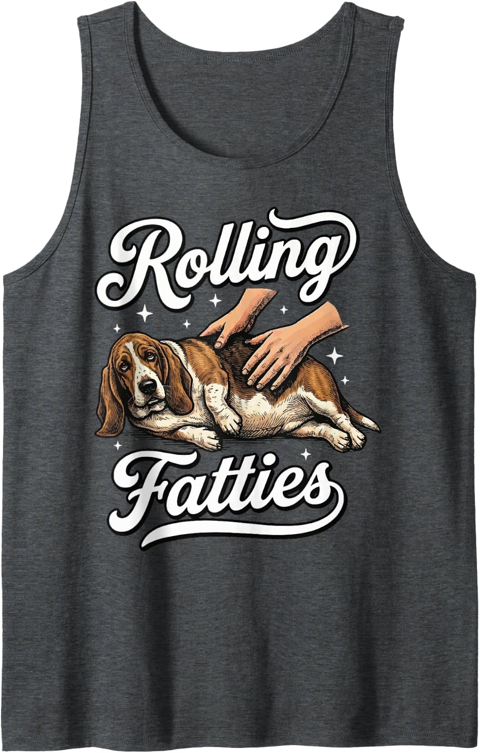 Rolling Fatties Basset Hound Tank Top - Dark Heather Grey