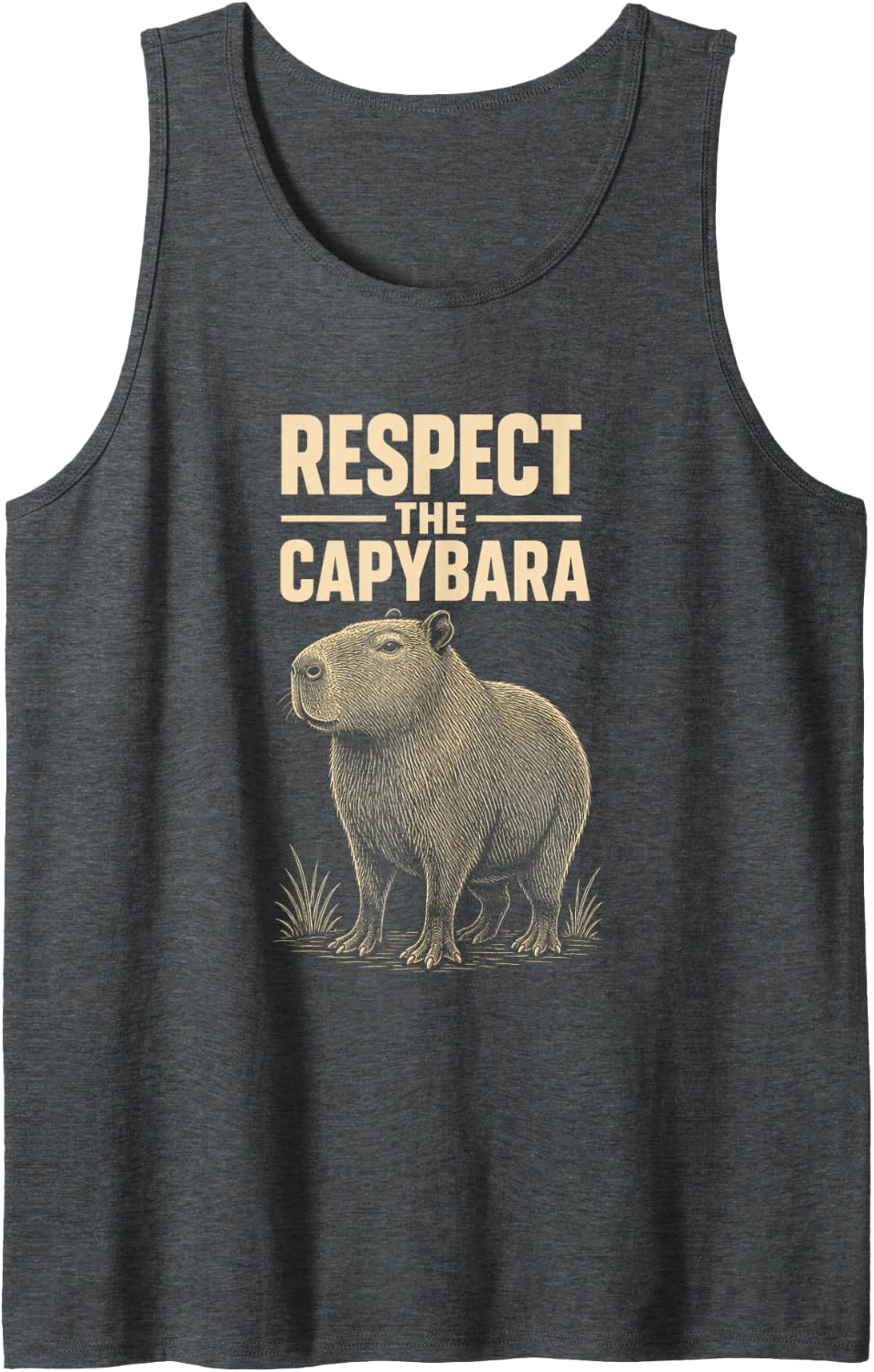 Respect THE Capybara Funny Capybara Gift Sleeveless Tank Top - Dark Heather Grey