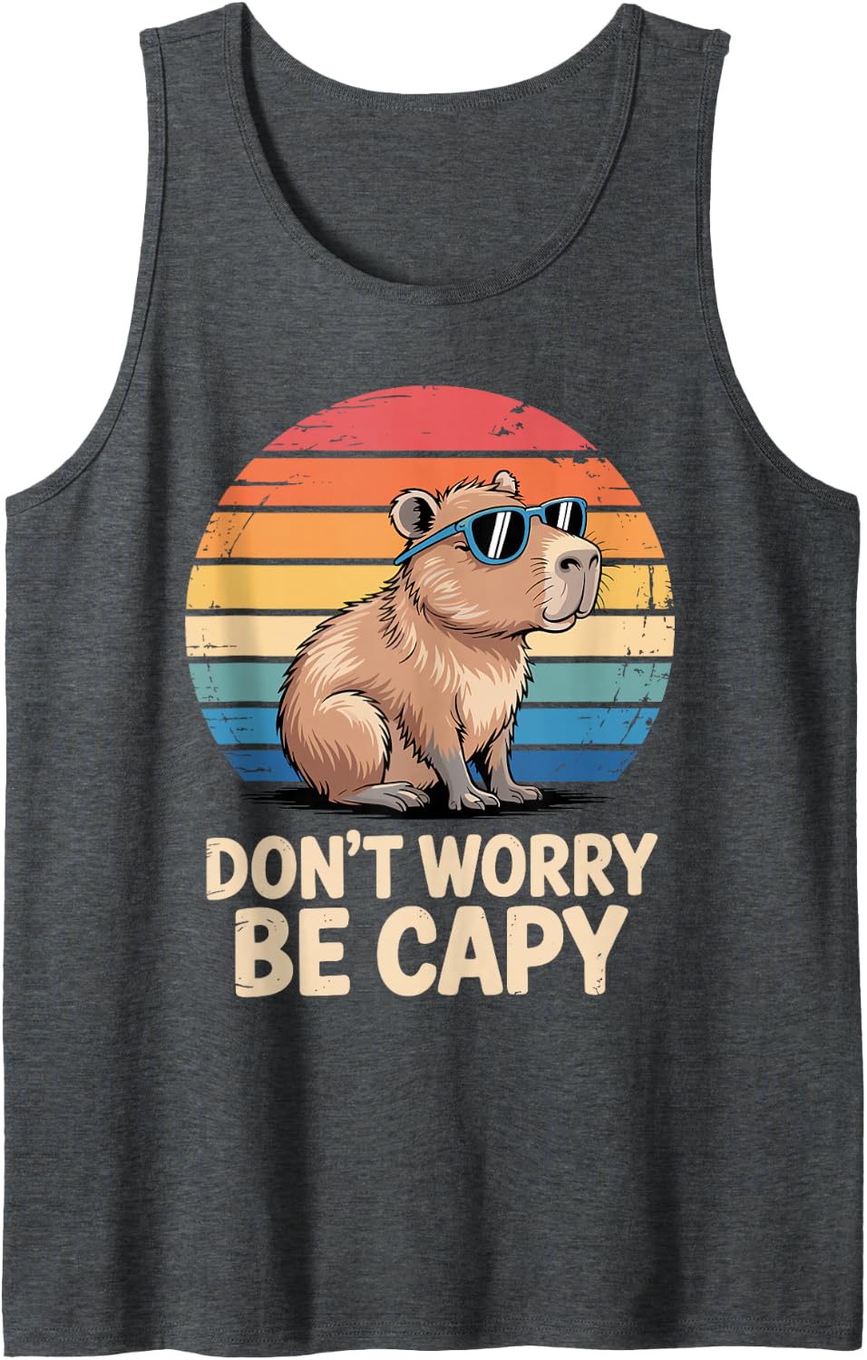 Funny Capybara Art for Men Women Kids Capy Rodent Capybara Sleeveless Tank Top - Dark Heather Grey