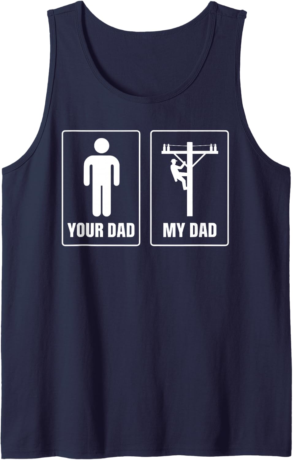 Lineman Dad Design for Dad Father Lineworker Electrical Dad Sleeveless Tank Top - Navy Blue