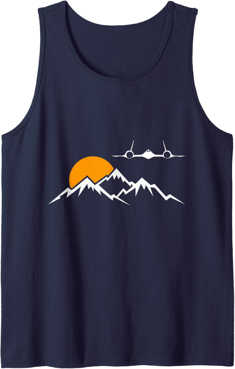 SR-71 Blackbird Aircraft Flying Over Mountain Airplane Tank Top - Navy Blue
