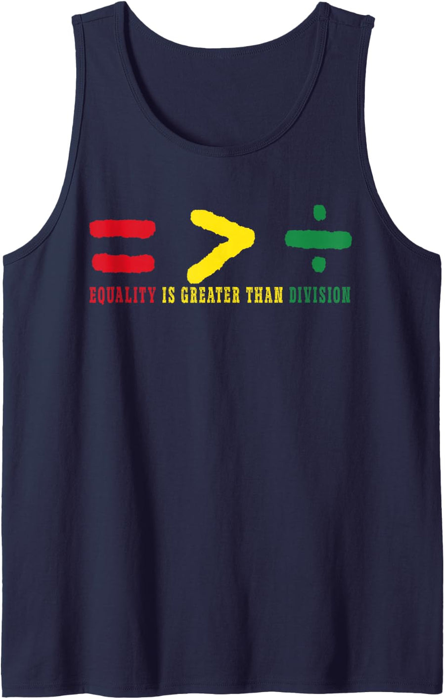 Equality is Greater Than Division Math Melanin Black History Sleeveless Tank Top - Navy Blue