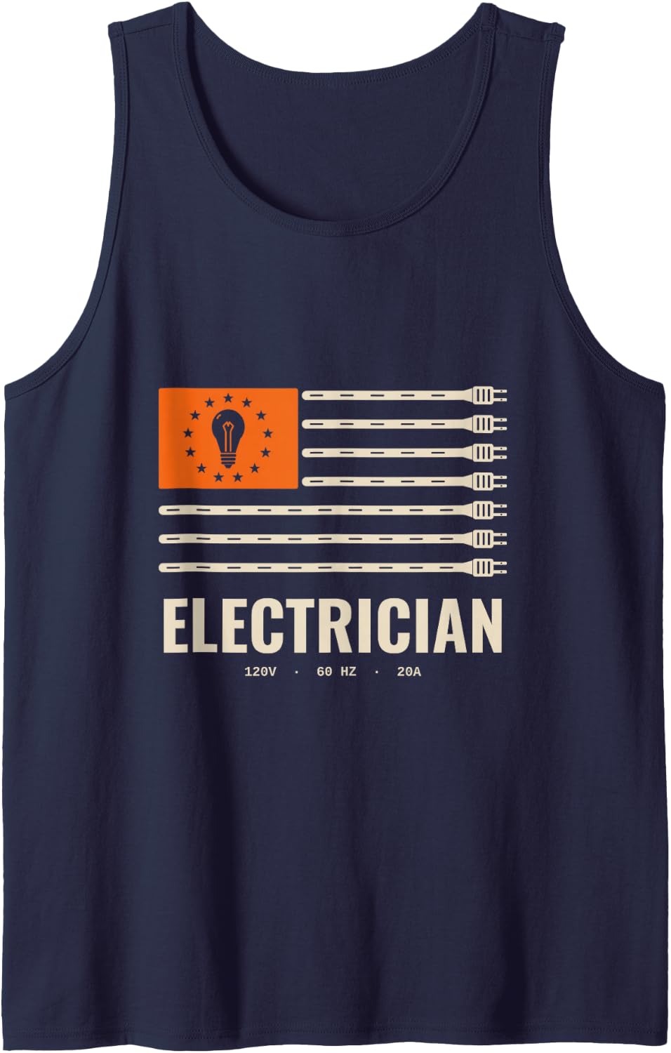 Electrician American Flag Electrical Lineman Graphic Sleeveless Tank Top - Navy Blue
