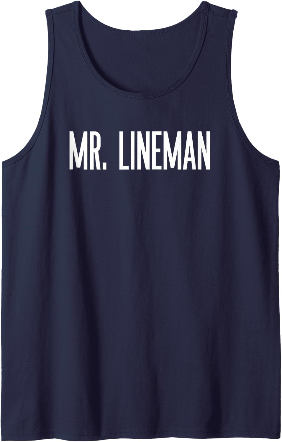 Men's Mr. Lineman Funny Football Humor for Husband Boyfriend Men Sleeveless Tank Top - Navy Blue