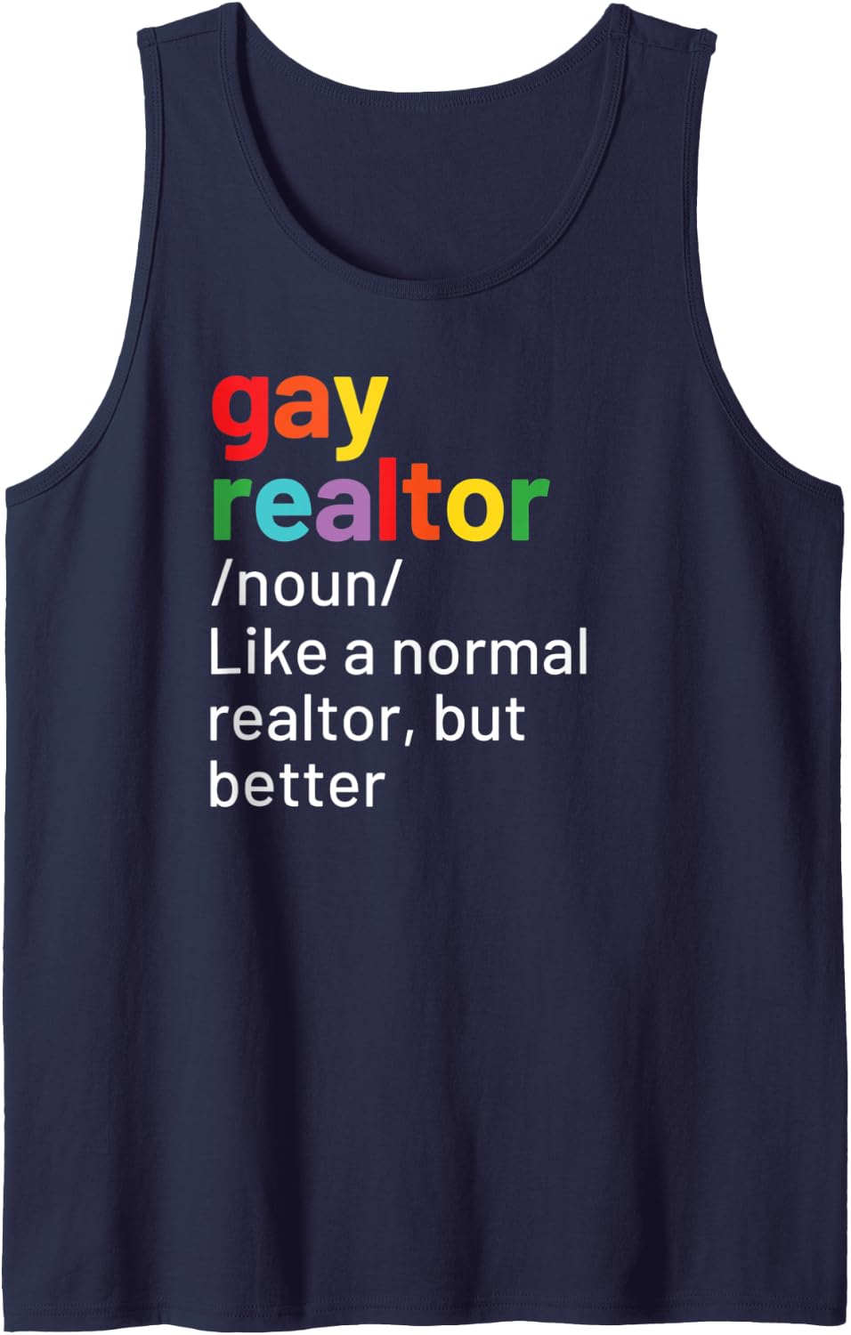 Gay Realtor Definition Funny Real Estate Agent Tank Top - Navy Blue