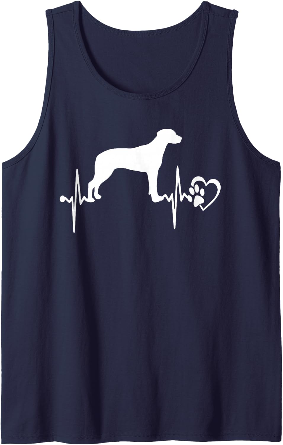 Rhodesian Ridgeback Dog Heartbeat Paw Love Funny Puppy Lover Sleeveless Tank Top - Navy Blue