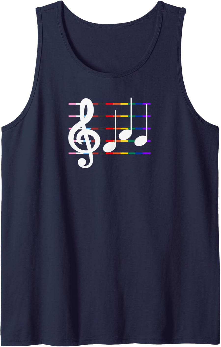 Progress Pride Music Design with Coded LGBTQ Message Sleeveless Tank Top - Navy Blue
