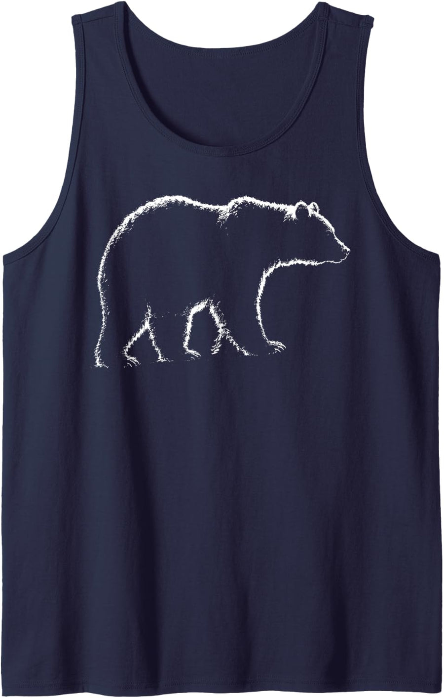 Minimalist Bear Outline Wildlife Nature Forest Brown Bear Sleeveless Tank Top - Navy Blue