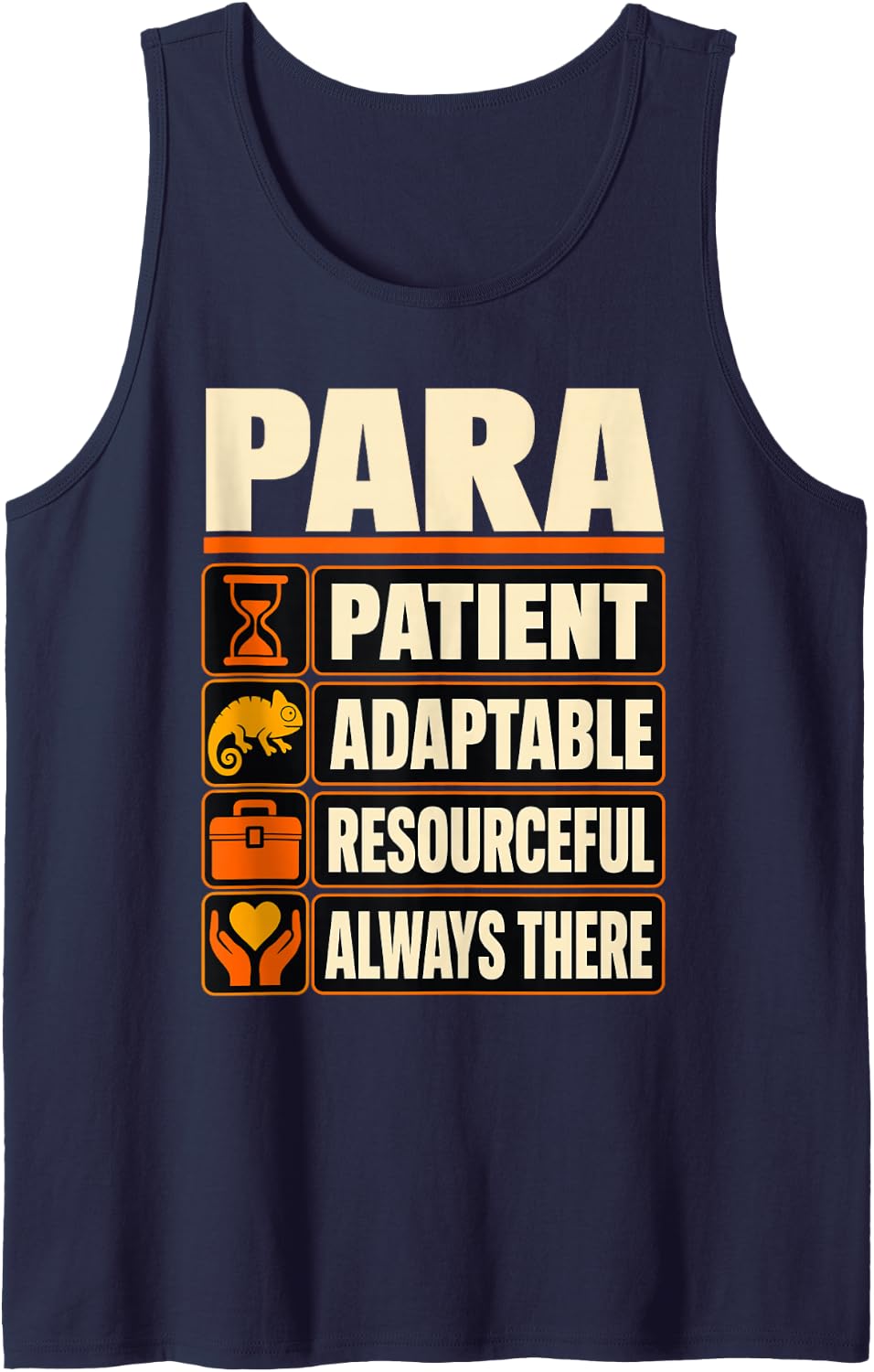 Patient Adaptable Resourceful Always There para Sleeveless Tank Top - Navy Blue