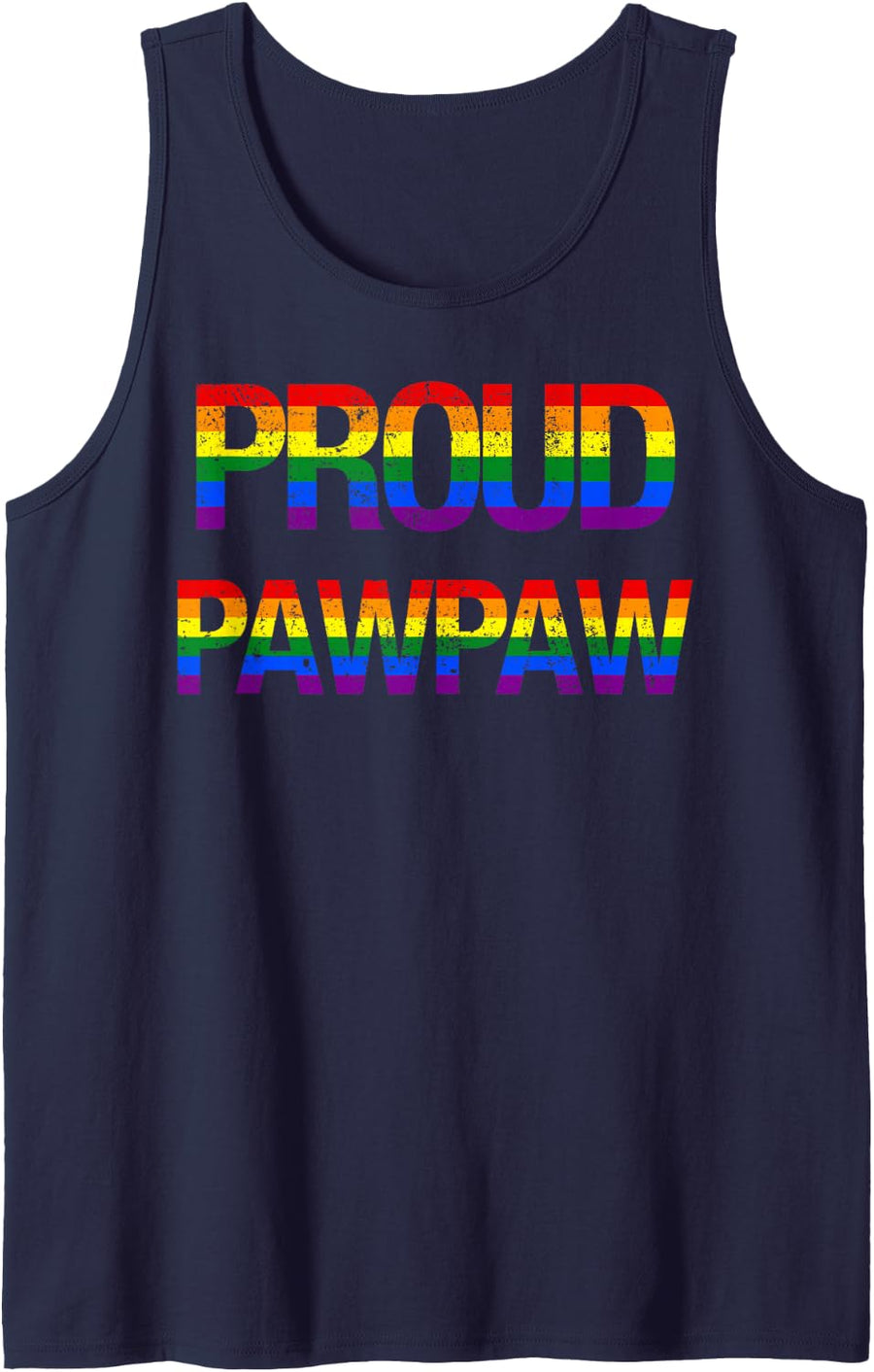 Proud Pawpaw Gay Pride Flag LGBTQ Pride Month Father's Day Sleeveless Tank Top - Navy Blue