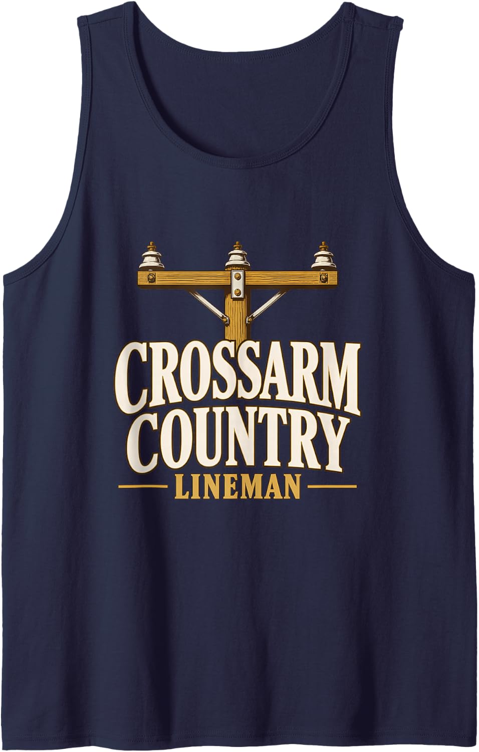 Crossarm Country Lineman Crossarm Utility Pole Lineman Sleeveless Tank Top - Navy Blue