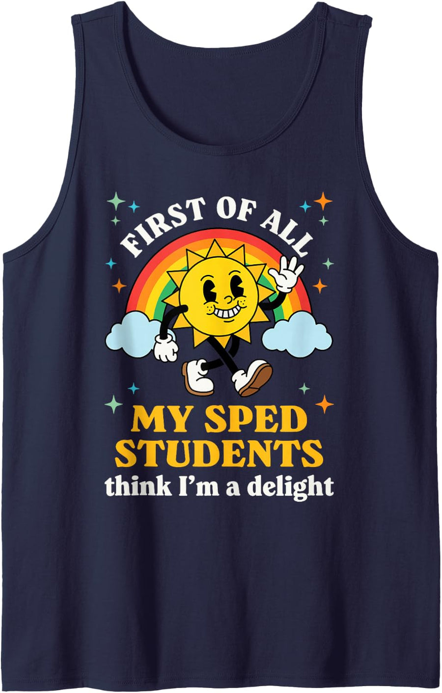 Funny SPED Teacher Sleeveless Tank Top - Navy Blue