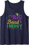 Mardi Gras Big Beads Energy Carnival Party Costume Sleeveless Tank Top - Navy Blue