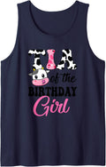 Tia of The Birthday Girl Cow Farm 1St Birthday Girl Sleeveless Tank Top - Navy Blue