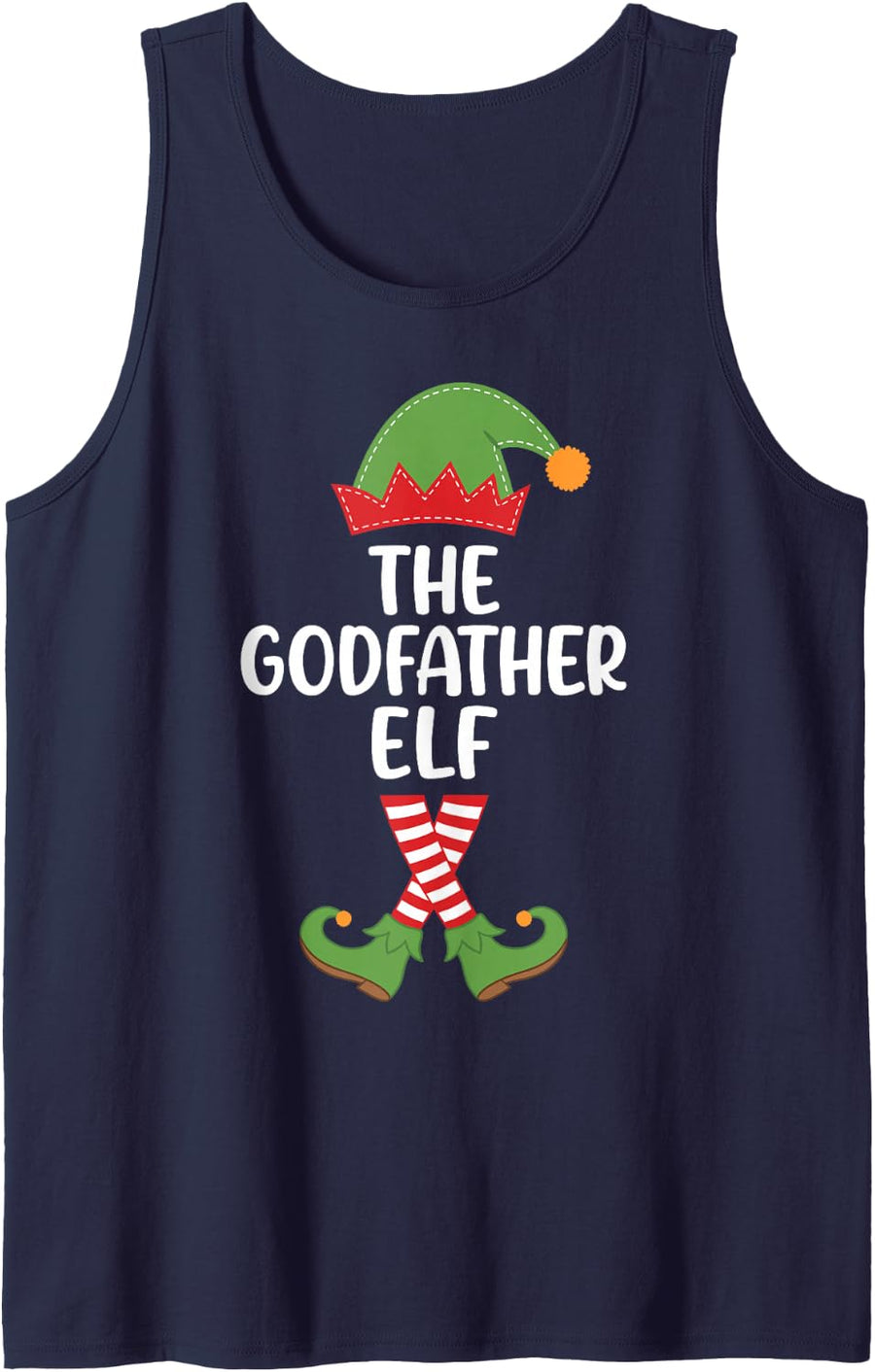 The Godfather Elf Funny Holiday Season Family Matching Sleeveless Tank Top - Navy Blue