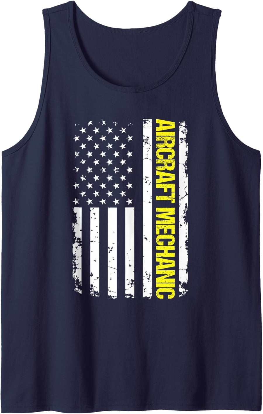 Aircraft Mechanic USA Flag Sleeveless Tank Top - Navy Blue