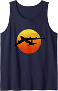 B-52 Stratofortress Silhouette Sunset Bomber Airplane B52 Tank Top - Navy Blue
