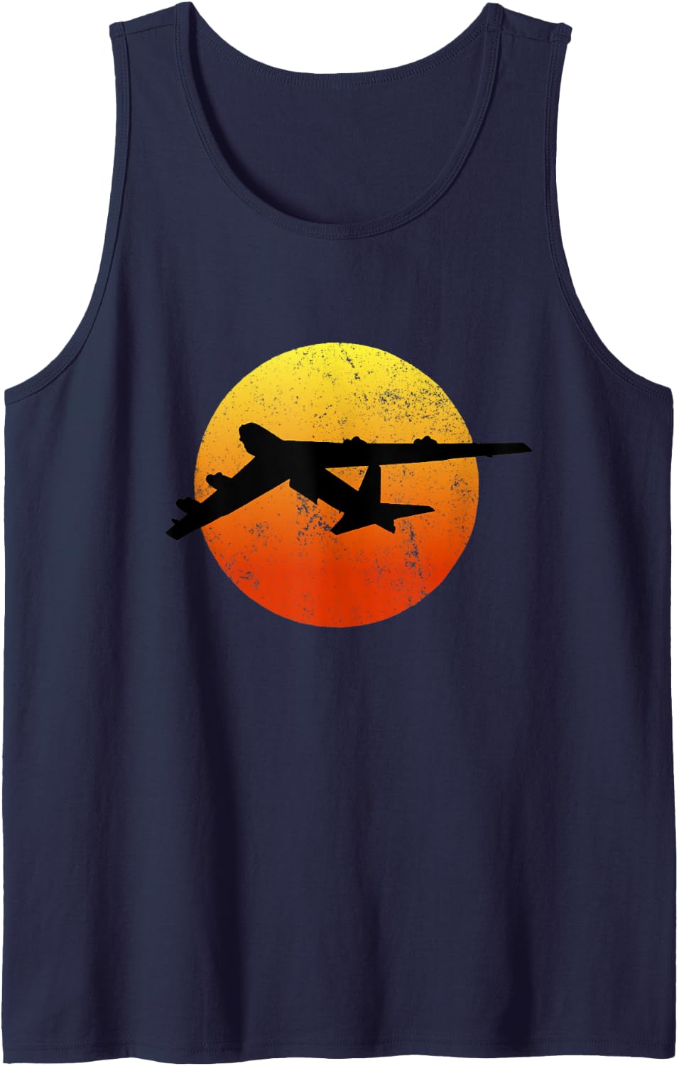 B-52 Stratofortress Silhouette Sunset Bomber Airplane B52 Tank Top - Navy Blue