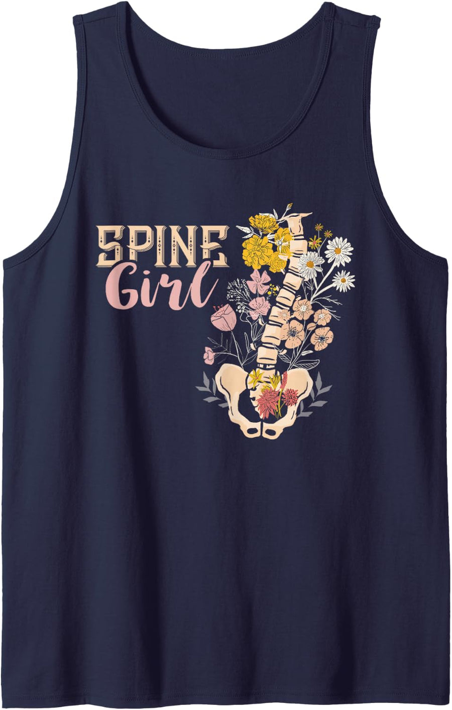 Chiropractic Care Spine Girl Spinal Adjustment Chiropractor Tank Top - Navy Blue