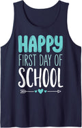 Back to School Students Teacher Happy First Day of School Tank Top - Navy Blue