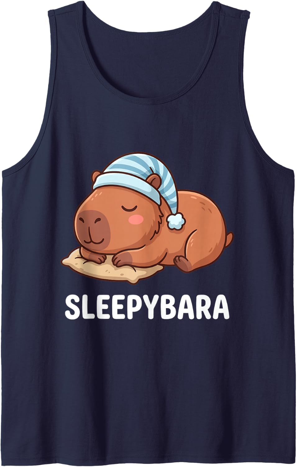 Sleeping Capybara Napping Sleepybara Sleepy Capybara Sleeveless Tank Top - Navy Blue
