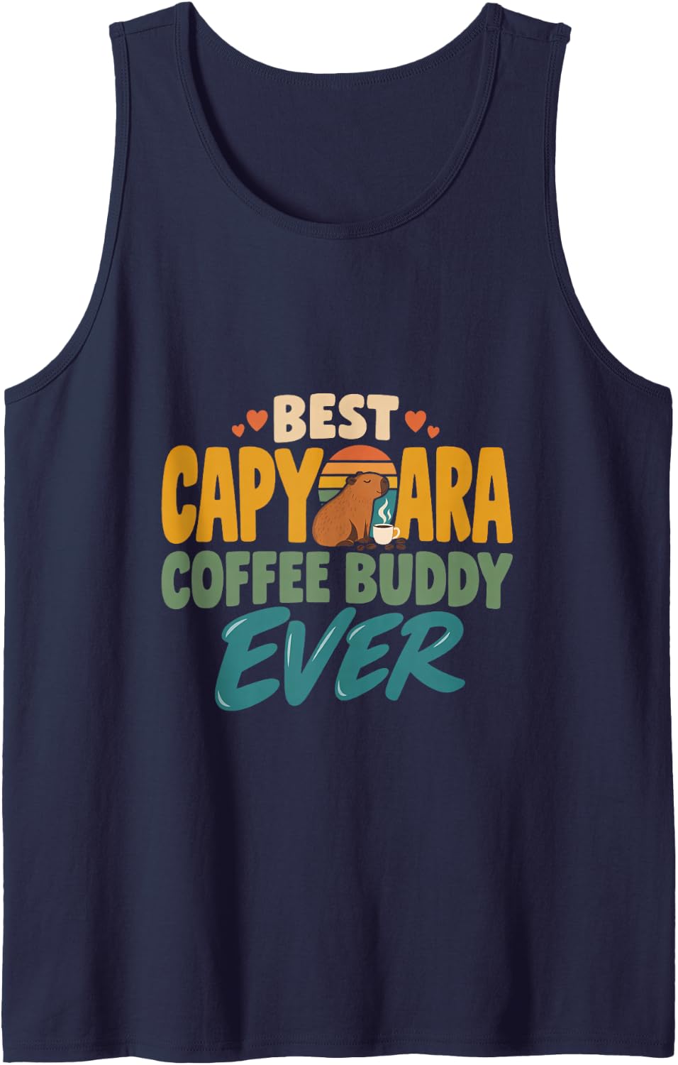 Best Capybara Coffee Buddy Ever Capybara Coffee Lover Sleeveless Tank Top - Navy Blue