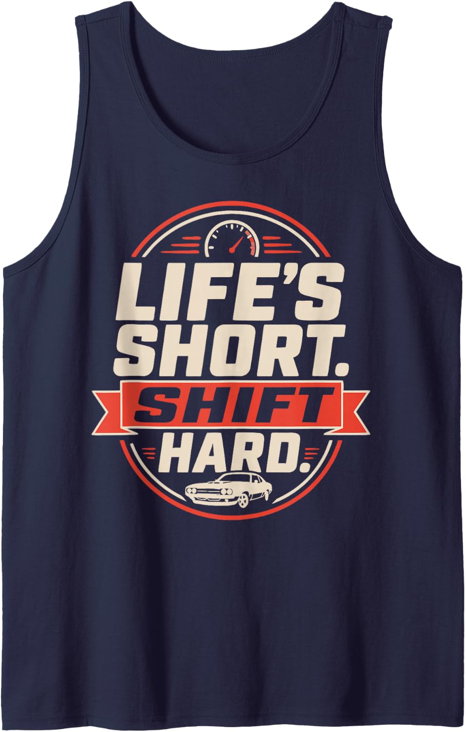 Muscle Car Humor Garage Classic Car Sleeveless Tank Top - Navy Blue