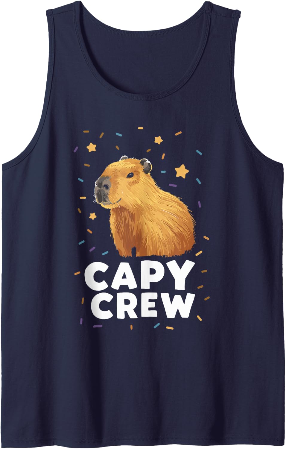 Capy Crew Capybara Pet Lover Sleeveless Tank Top - Navy Blue