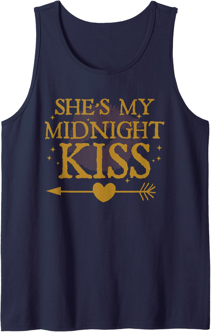 She's My Midnight Kiss Happy New Year Matching Couples Sleeveless Tank Top - Navy Blue