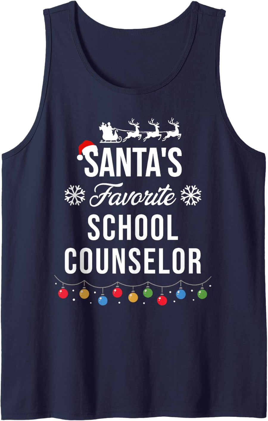 Santa's Favorite School Counselor Funny Christmas Xmas Sleeveless Tank Top - Navy Blue