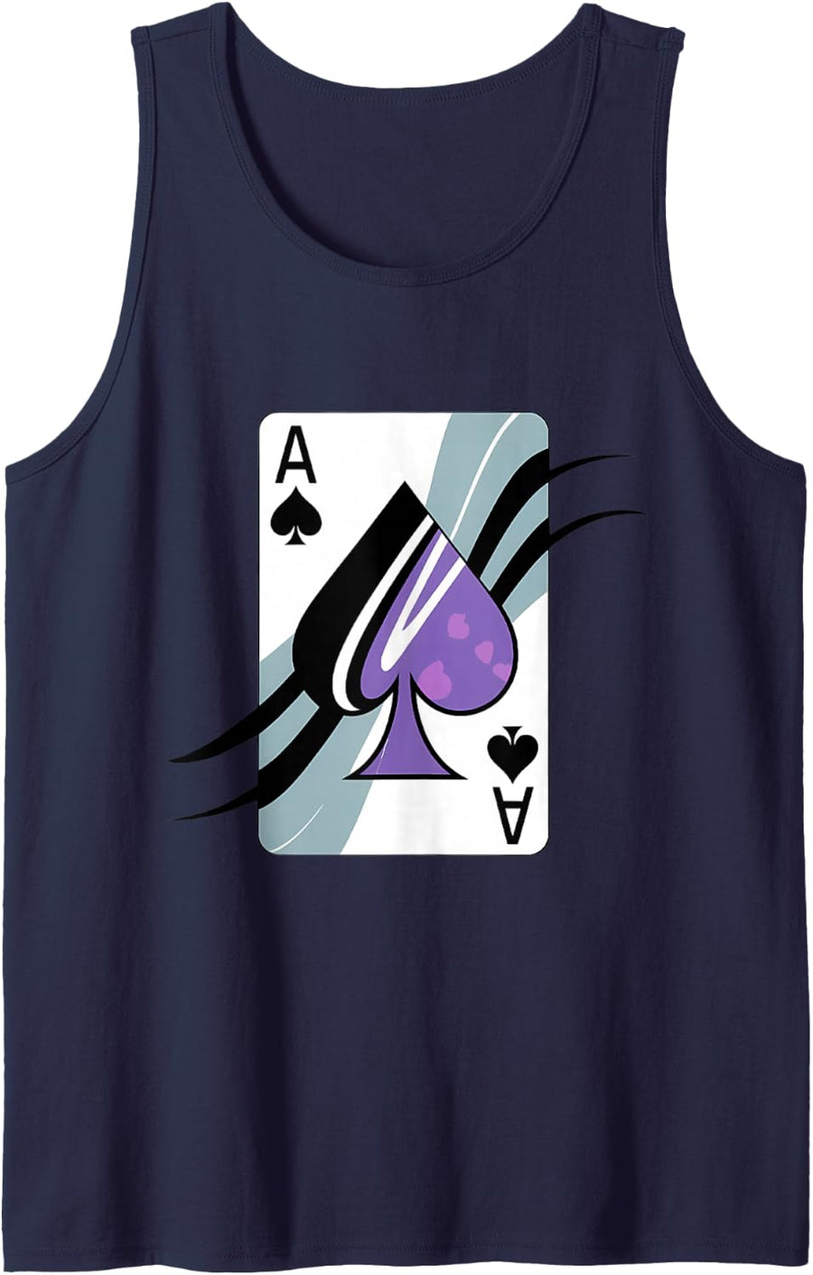 Asexual Pride Ace of Spades Aromantic Sleeveless Tank Top - Navy Blue
