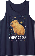 Capy Crew Capybara Rodent Sleeveless Tank Top - Navy Blue