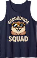 Cool Groundhog Art for Men Women Groundhog Day Lover Tank Top - Navy Blue