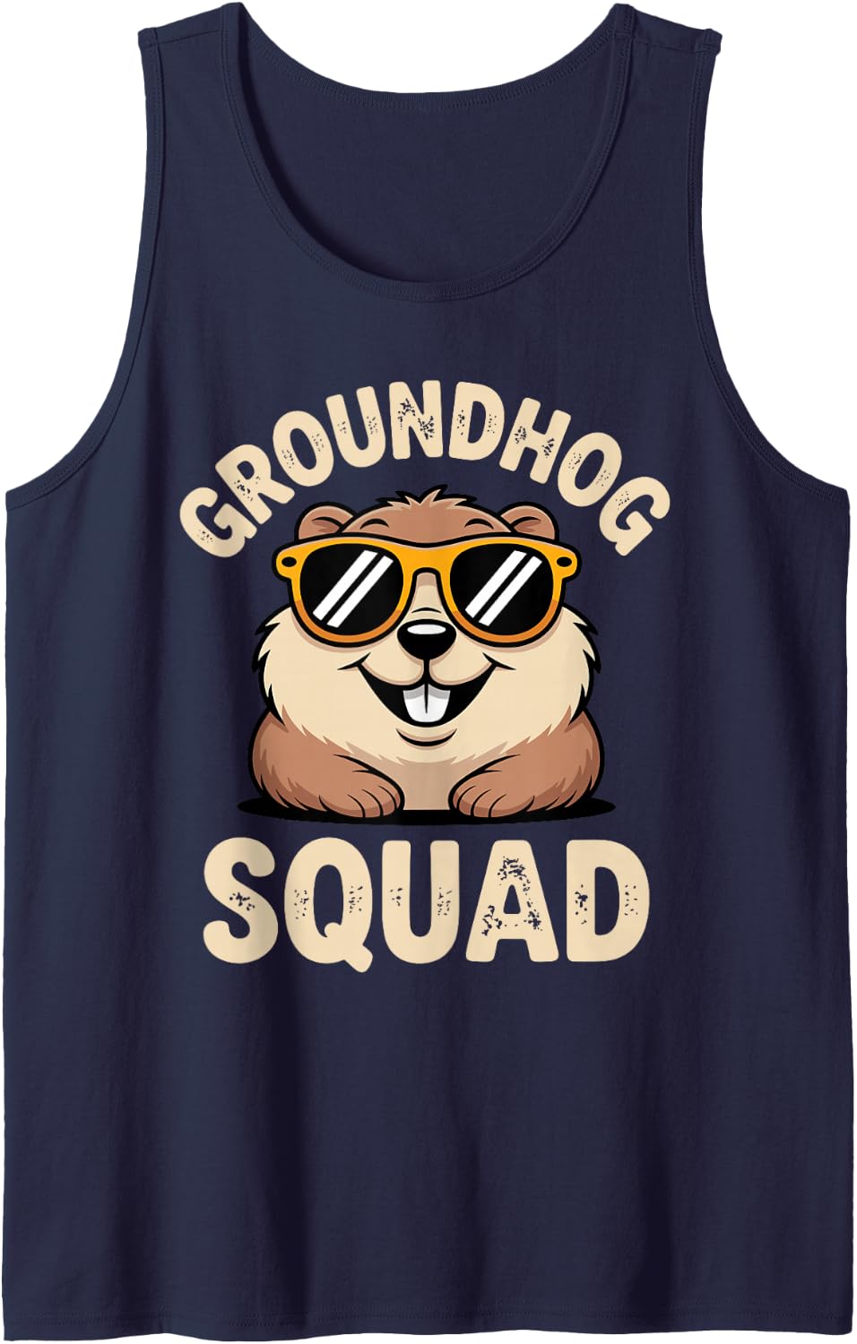 Cool Groundhog Art for Men Women Groundhog Day Lover Tank Top - Navy Blue