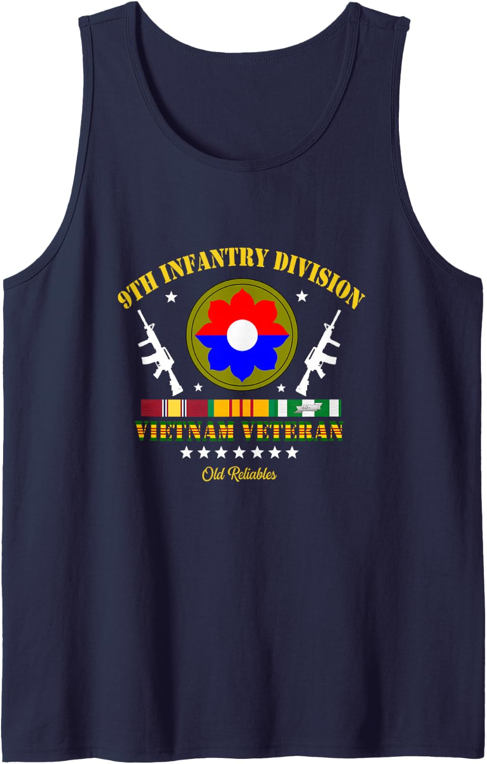 9th Infantry Division Vietnam Veteran Old Reliables Veteran Sleeveless Tank Top - Navy Blue