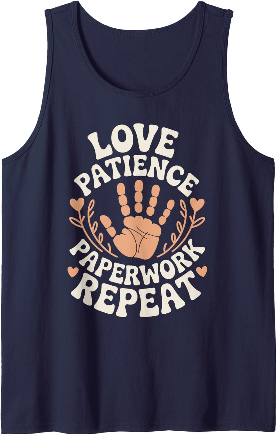 Love Patience Paperwork Repeat Foster Mom Foster Parent Tank Top - Navy Blue