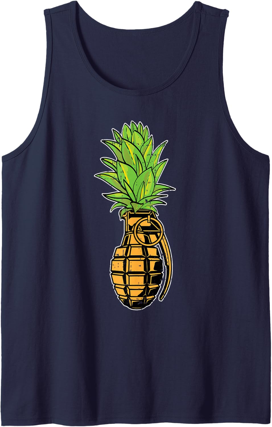 Pineapple Grenade Hawaiian Military Cool Fruit Lover Gifts Tank Top - Navy Blue