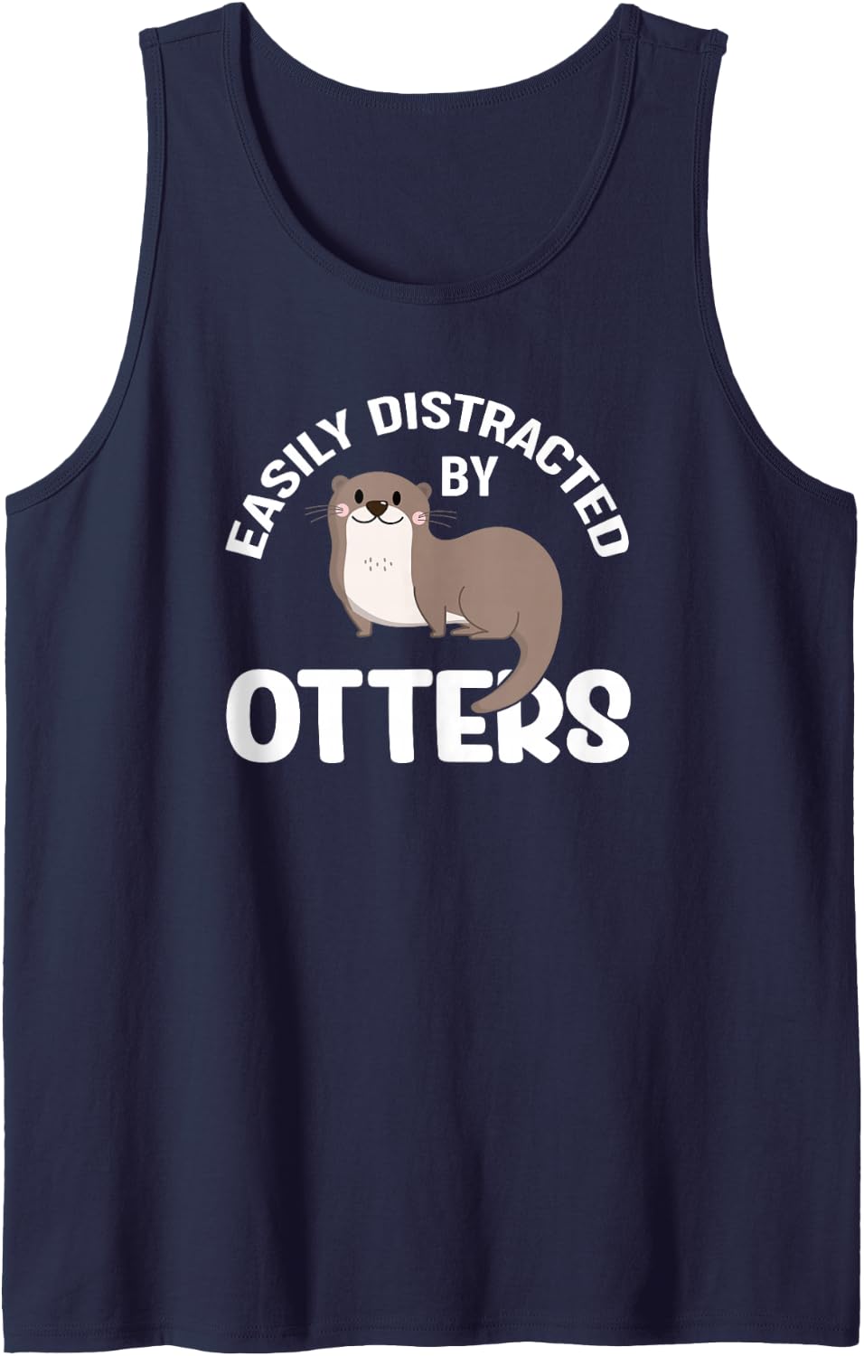 Easily Distracted By Otters Sea Otter Lover Animal Sleeveless Tank Top - Navy Blue