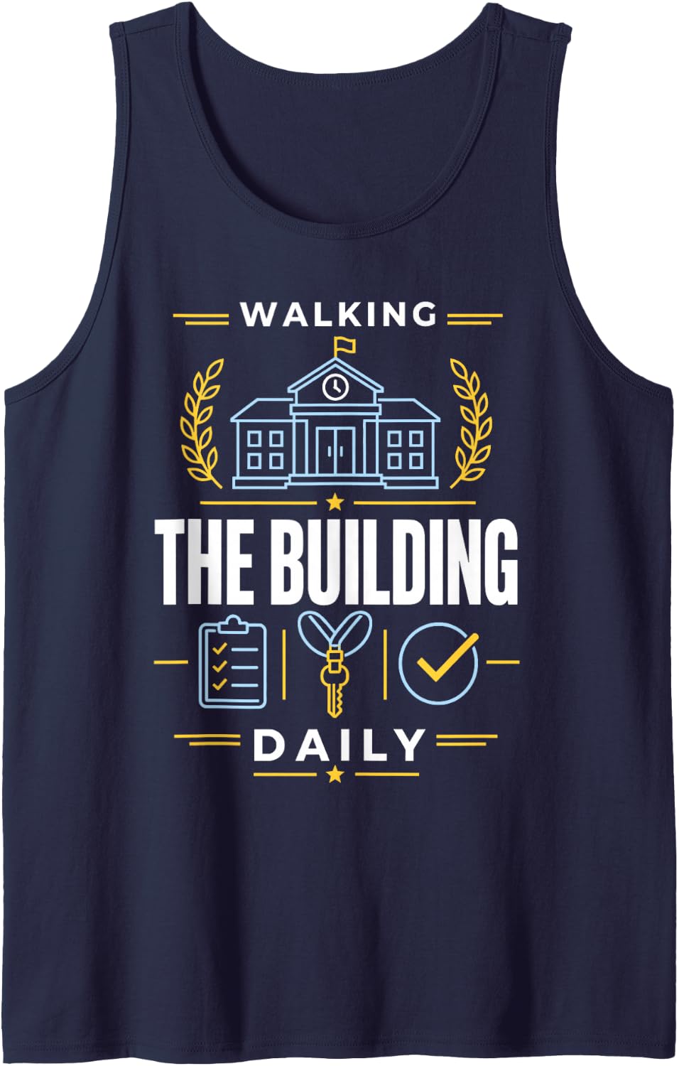 Real Estate Agent House Key Checkmark Office Sleeveless Tank Top - Navy Blue