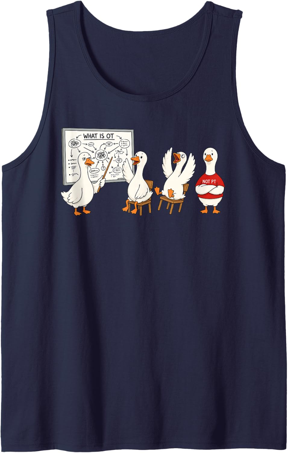 Funny Occupational Therapy Silly Goose OT Sped Teacher Tank Top - Navy Blue